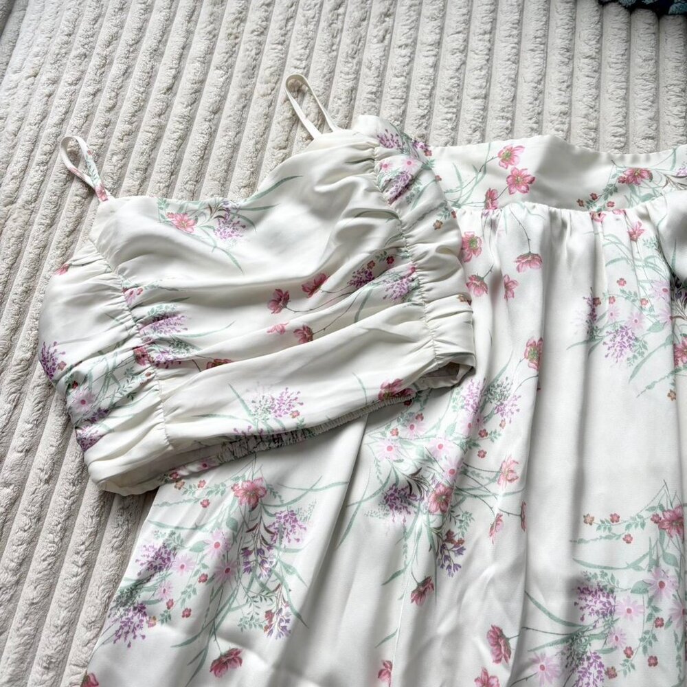 Joie Cream Maxi Dress with Pink & Lavender Floral Print